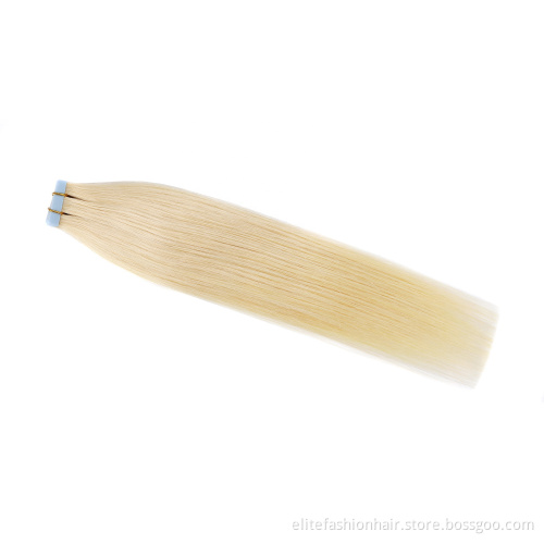 613# Blonde Tape In Hair Extensions Shiny Double Drawn Remy Human Hair Cuticle Aligned Tape Hair Extensions
